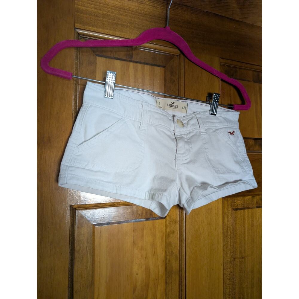 Hollister White Denim Low Rise Micro Mini Shorts Women's 0 Y2K Coastal (938) - Picture 3 of 5